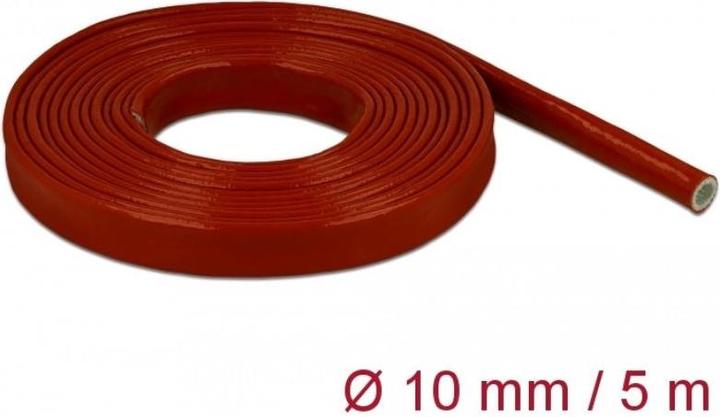 Produktbild Delock Feuerfester Schutzschlauch silikonbeschichtet 5 m x 10 mm rot (Kabeldurchlass, 5000 mm)