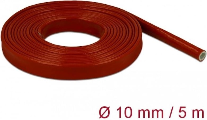 Actual product image Delock Fireproof protective hose silicone coated 5 m x 10 mm red (Cable hole, 500 cm)