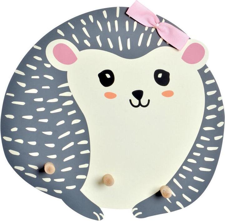 DKD Home Decor Garderobe Weiss Grau Holz Kunststoff Holz MDF Für Kinder Igel 30 x 4,5 x 30 cm