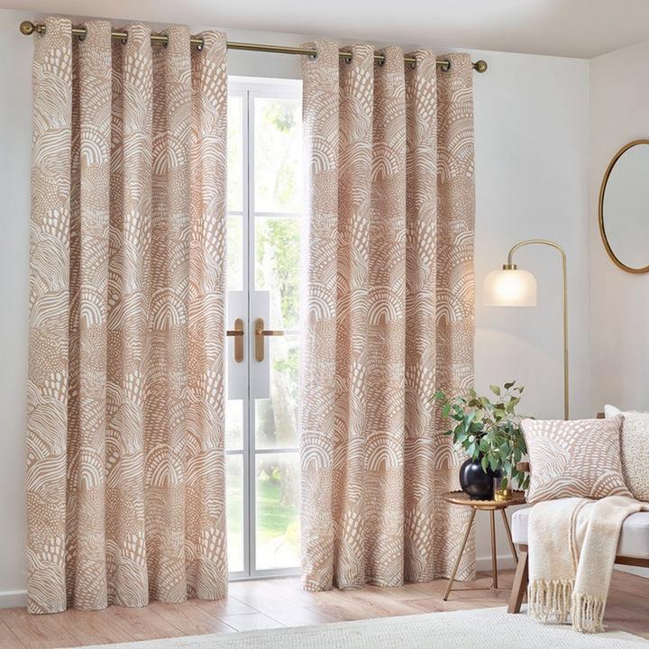 Actual product image Hoem Nola Abstract Eyelet Curtains (Pack of 2) (183 x 117 cm)