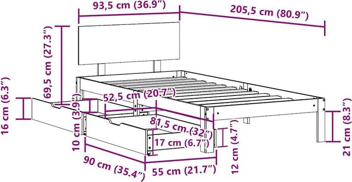 Actual product image vidaXL Bettrahmen (140 x 200 cm)