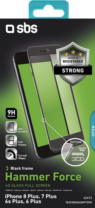 Actual product image SBS 4D Glass Screen Protector for iPhone 8 Plus/7 Plus/6s Plus/6 Plus (1 pcs., Apple iPhone 6s Plus, Apple iPhone 8 Plus)