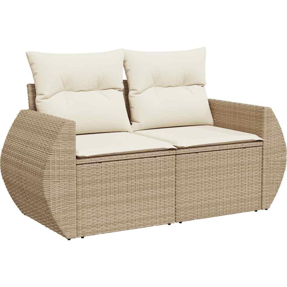 Thumbnail - VidaXL, Gartenlounge, Gartenmöbel Sofa Garnitur Lounge Sitzgruppe 9-tlg. Beige Poly Rattan