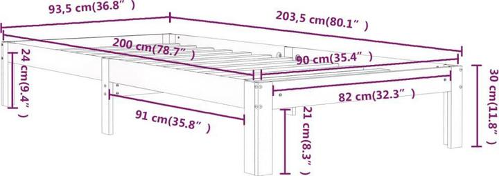 Actual product image vidaXL Bettrahmen (90 x 200 cm)