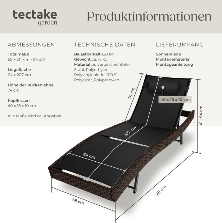 Immagine prodotto tectake Sdraio Moana (211 cm)