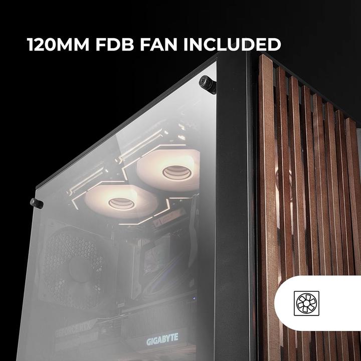 Actual product image Mars Gaming Boitier Moyen Tour Atx Mc-Wood RGB Avec Panneau Vitré (Noir/Chrome) (ATX, mATX, Mini-ITX)