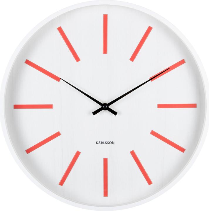 Karlsson Wall clock Arruga Retro white w. bright scarlet red (40 cm)