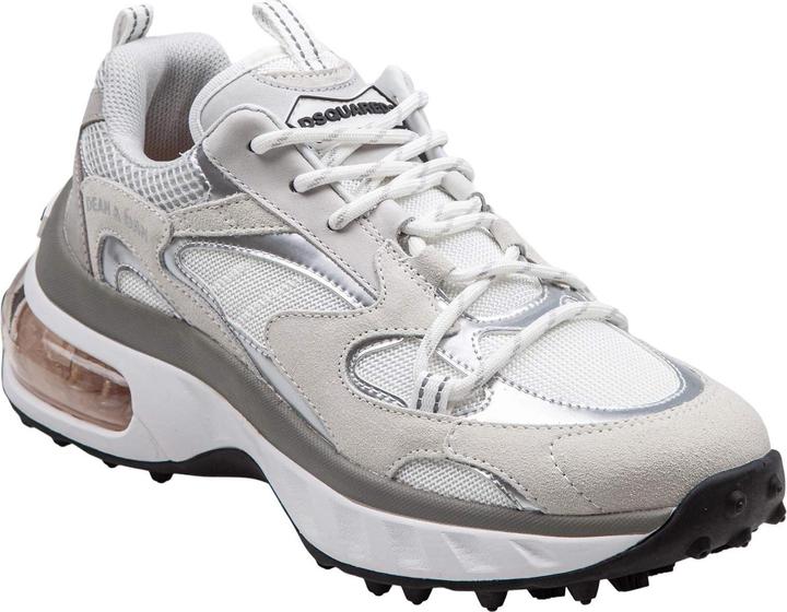 Dsquared2 bubble sneakers in leather and technical fabric color white/silver (42)