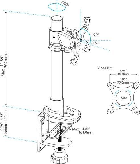 Image du produit StarTech Bras De Moniteur Réglable (Tables, 30", 14 kg)