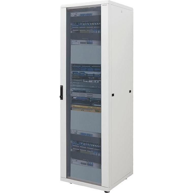 LogiLink Netzwerk Standschrank, 16HE (16 HE, 19 Zoll Rack), Serverschrank, Grau