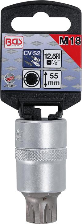 Actual product image BGS Bit Socket 12.5 mm (1/2") Drive Spline (for XZN) M18 (Inner square)