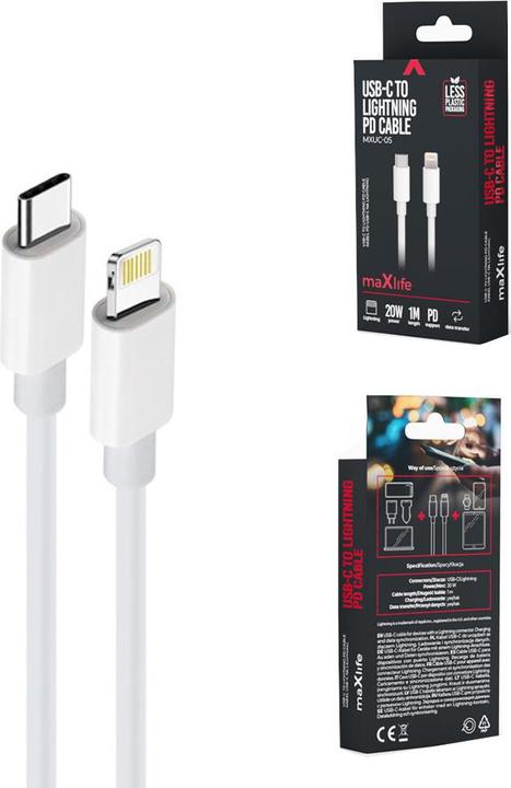 Produktbild Maxlife USB C – Lightning (1 m, USB 2.0, 20 W)