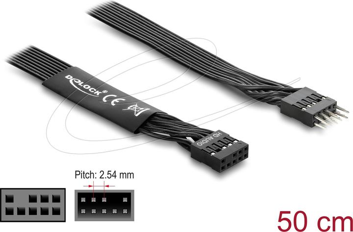 Actual product image Delock HD Audio Flachbandkabel Mainboard Verlängerungskabel (0.50 m)