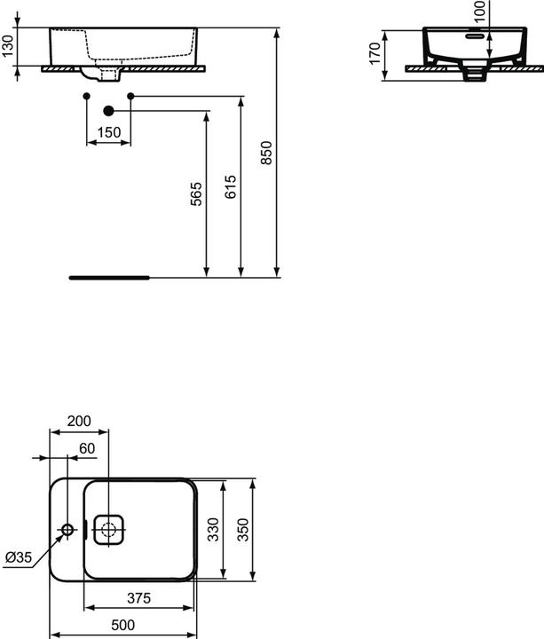 Actual product image Ideal Standard Countertop washbasin Strada II 50 x 35 cm white T296401 (350 mm, 500 mm)