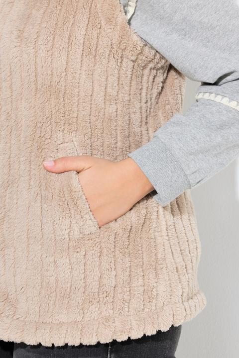 Produktbild Ulla Popken Teddyweste, Stehkragen, Tunnelzug, ärmellos (54)