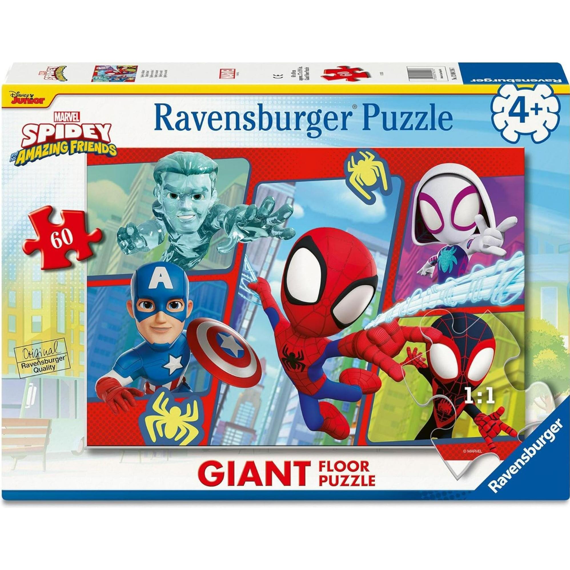 Ravensburger Kinderpuzzle 12004216 - Spidey in Aktion! - Bodenpuzzle mit 60 grossen Puzzleteilen (60 pezzi)