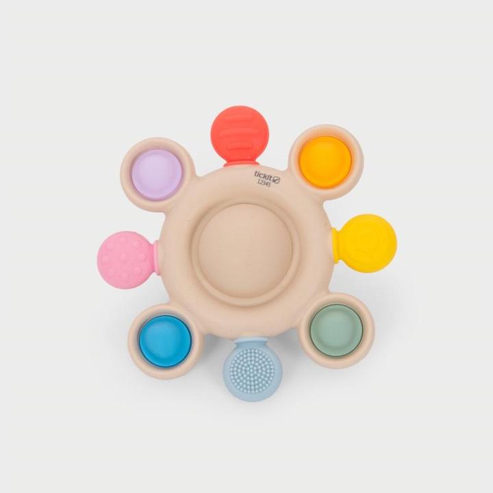 SiliSoft - Pop Teething Ring - Sensory teething toy with pop buttons & soft silicone core (0 Months)