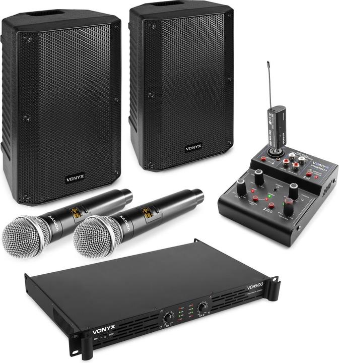 Vonyx Karaoke -Set für Erwachsene - Komplettes Karaoke -Set - mit 2x leistungsstarken Lautsprechern (Attivo)