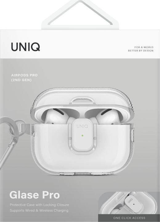 Actual product image Uniq Case Glase Pro for AirPods Pro 2 Lock Case transparent (Headphone sleeve)