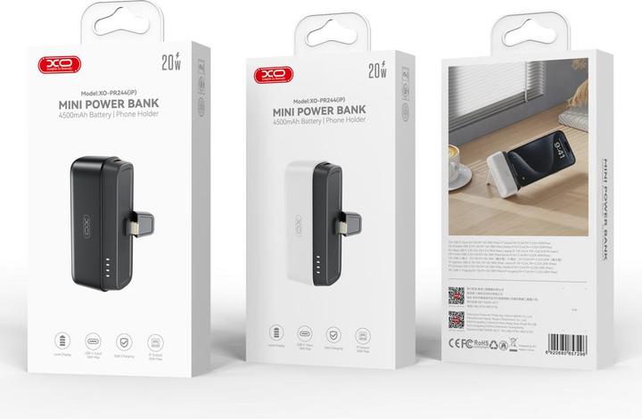 Produktbild xO Powerbank mini PR244 20W 5000 mAh mit Lightning-Anschluss schwarz (5000 mAh, 20 W)