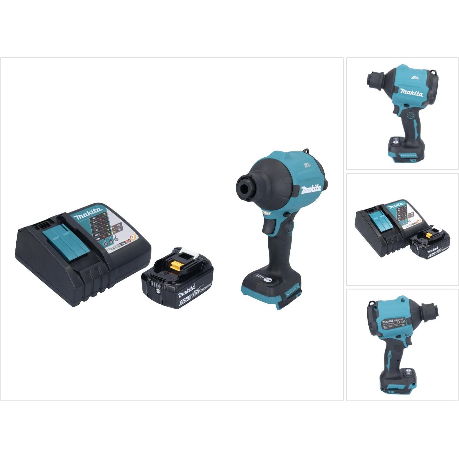 Makita, Laubsauger + Laubbläser, DAS 180 RF1 Akku GeblÃ¤se 18 V Brushless + 1x Akku 3,0 Ah + LadegerÃ¤t (Akkubetrieb, La...