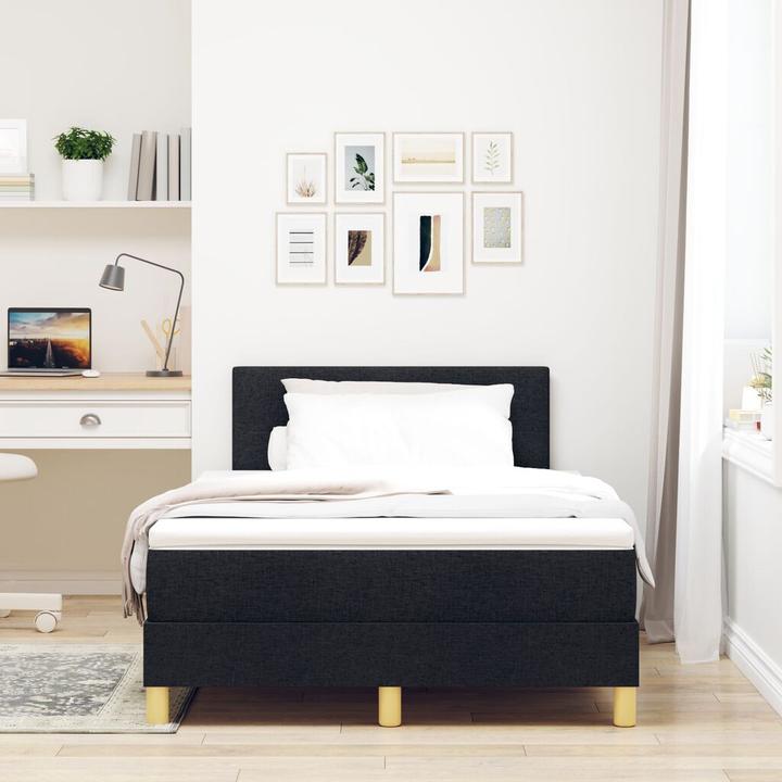Actual product image vidaXL Boxspringbett mit Matratze Schwarz 120x200 cm Stoff (120 x 200 cm)