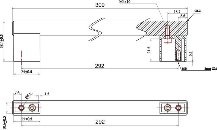 Produktbild Grimme Griff Bertaut ø 14 mm, LA 292 mm, Breite 309 mm, Stahl Edelstahl Effekt