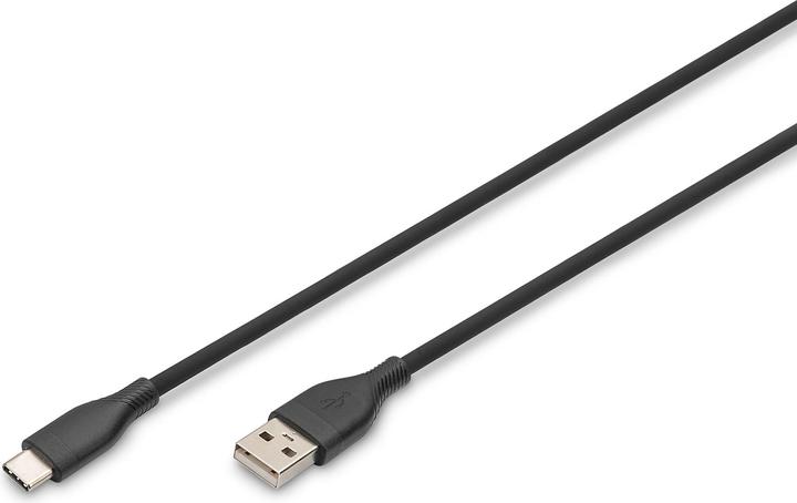Digitus USB-C silicone connection cable, 1m, black (1 m, USB 2.0, 60 W)