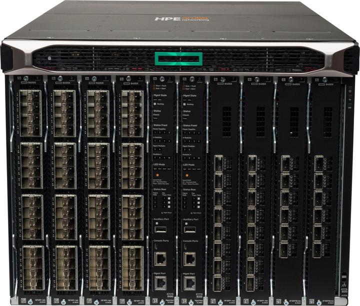 Actual product image HPE E Aruba 8400 Switch Bundle, 8 Slot Chassis, 3 Fan Trays, 18 Fans, Cable Manager, X462 Rack Rail Ki (8 Ports)