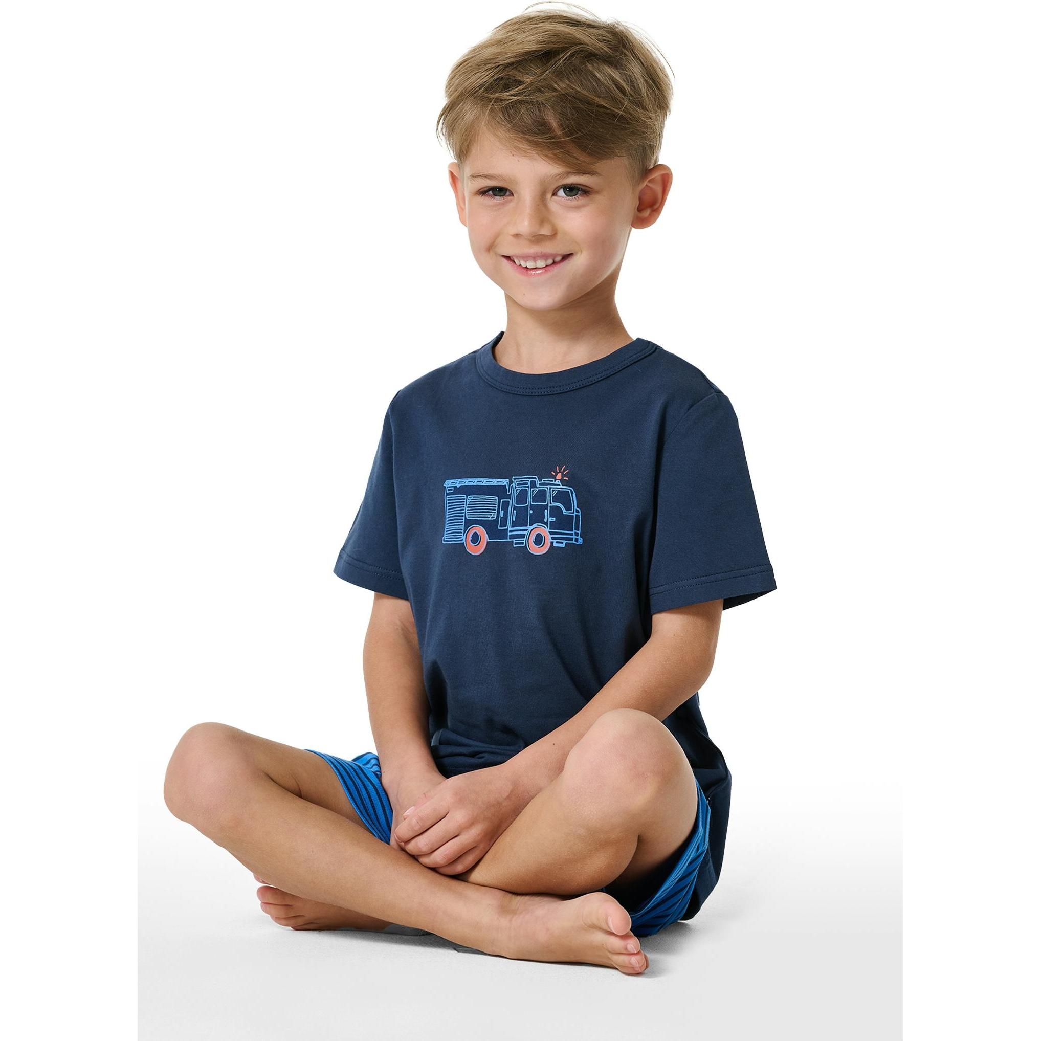 Thumbnail - Schiesser, Jungen, Pyjama, Shorty Boys World, Blau, (140)