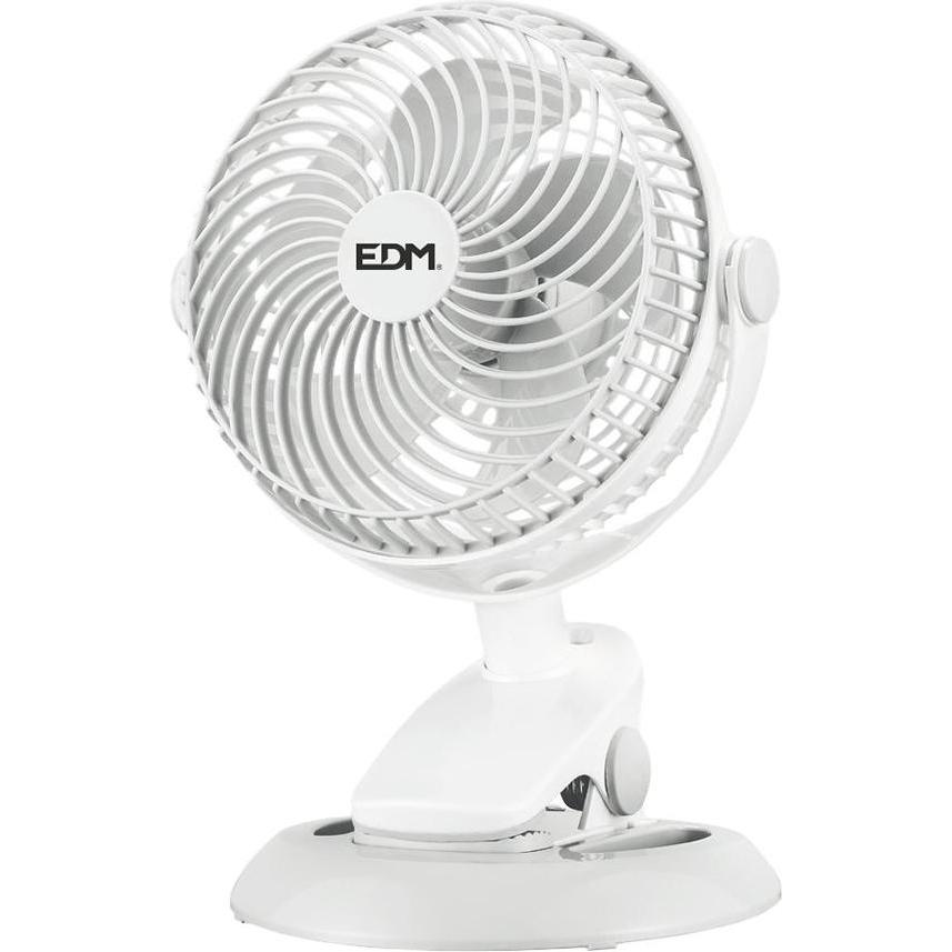 EDM Mini rechargeable fan with clip and base, 3 w - 31,6 db - ø17 x 18 x 28 cm, Ventilatore
