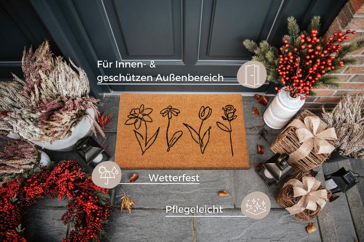 Produktbild Hanse Home Kokos Line-Art Flowers (40 x 70 cm)