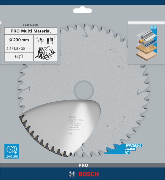 Produktbild Bosch Professional Zubehör PRO Multi Material Kreissägeblatt, 230 x 2,4 x 30 mm