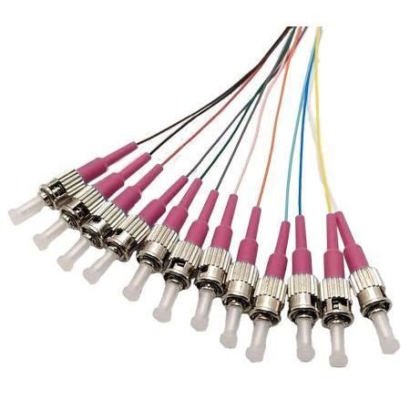 Tecline LWL Faserpigtails, OM4, farbig, ST/UPC, 2,0 m, 12 Stück (2 m), Cavo di rete