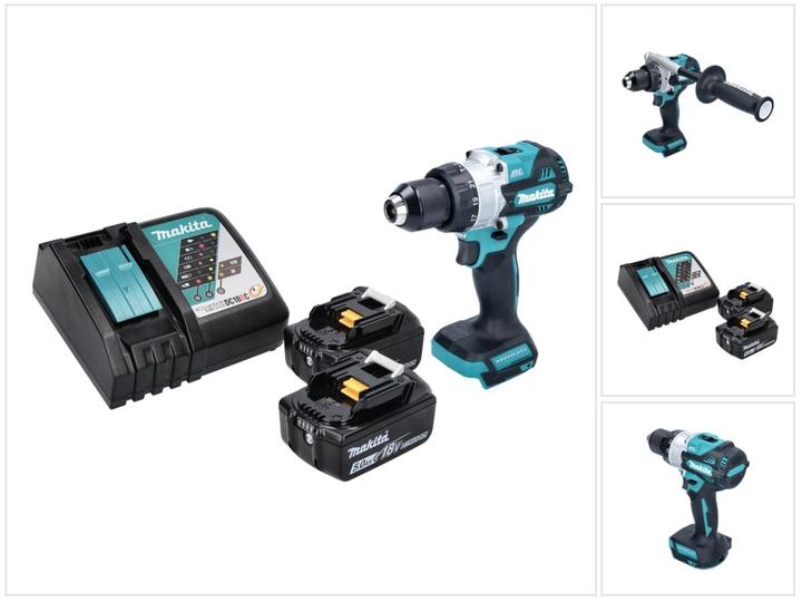 Actual product image Makita DHP 486 RT Battery impact drill 18 V 130 Nm Brushless + 2x battery 5.0 Ah + charger (Rechargeable battery operated)