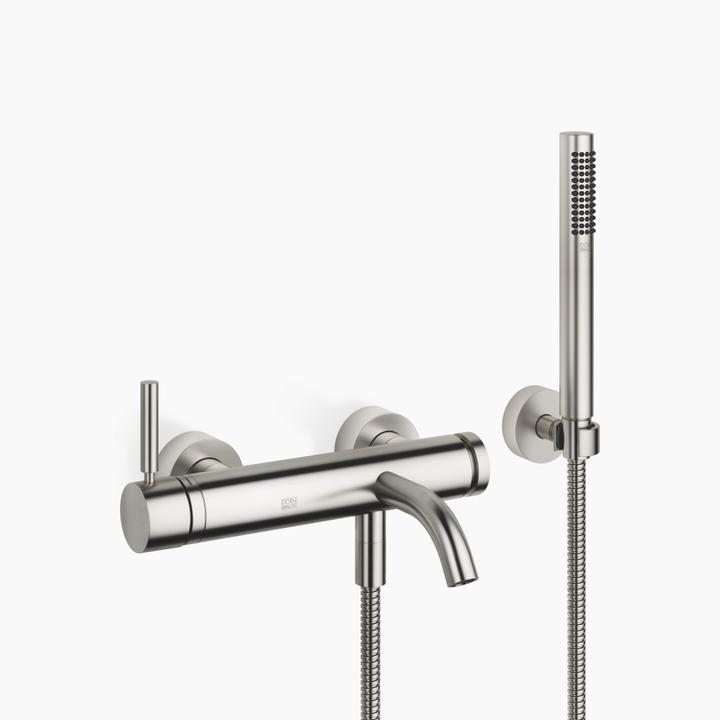 Dornbracht Meta Wannen-Einhandbatterie für Wandmontage, mit Schlauchbrausegarnitur, Ausladung 202 m