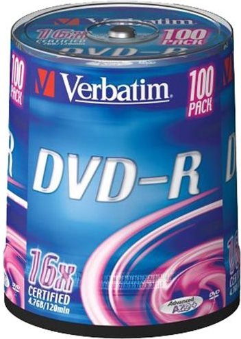 Image du produit Verbatim DVD-R, 16x, 4,7 Go, 100 broches (100 x)