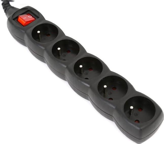 Image du produit Omega Ilgiklis su įžeminimu, 3 m, 16 A, 5 lizdai, E Tipo, Juodas (3 m, 3500 W)