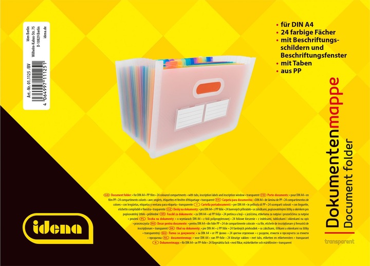 Produktbild Idena Dokumentenmappe A4 24 Fächer transparent (A4)