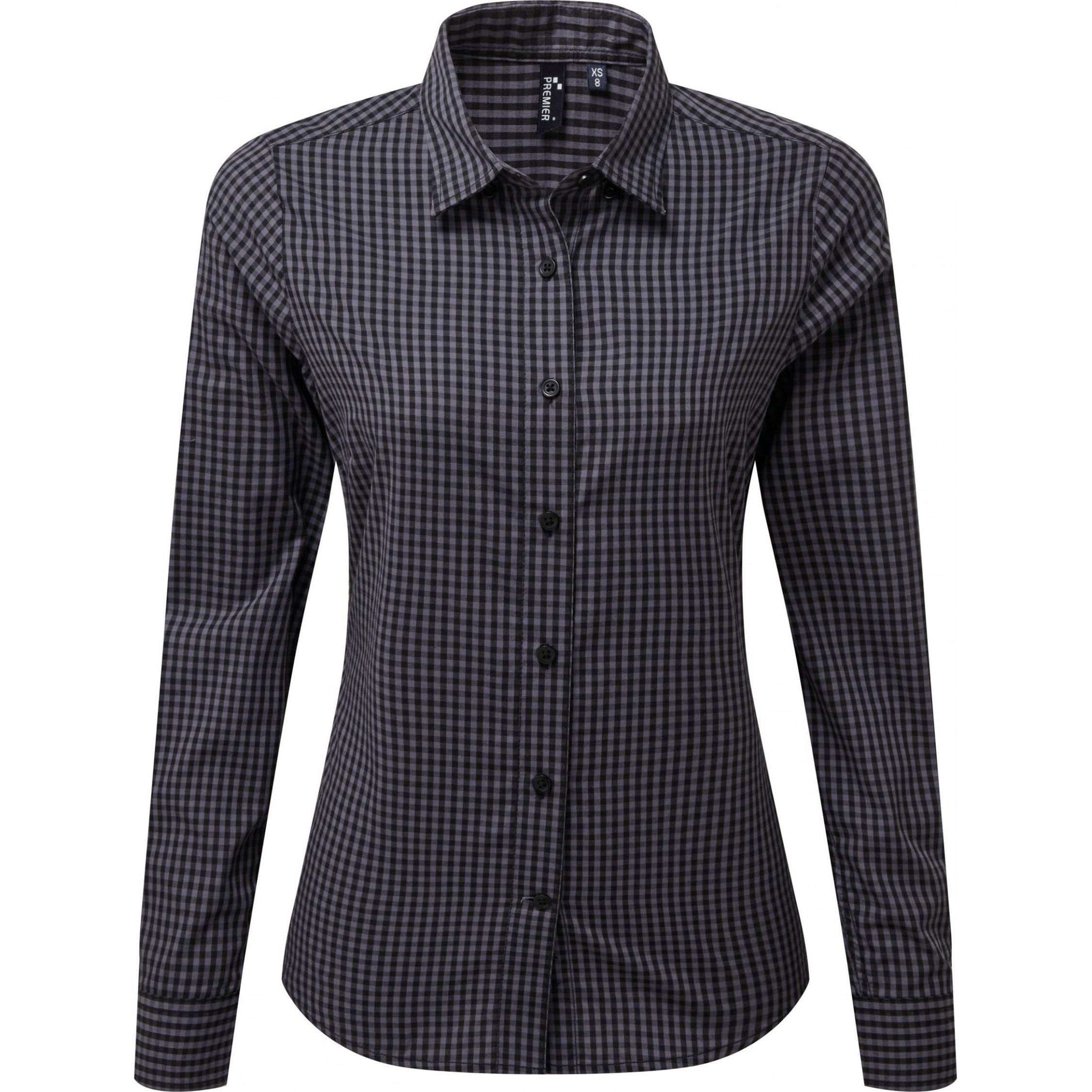 Premier, Damen, Hemd, Vichy, Schwarz, (S)