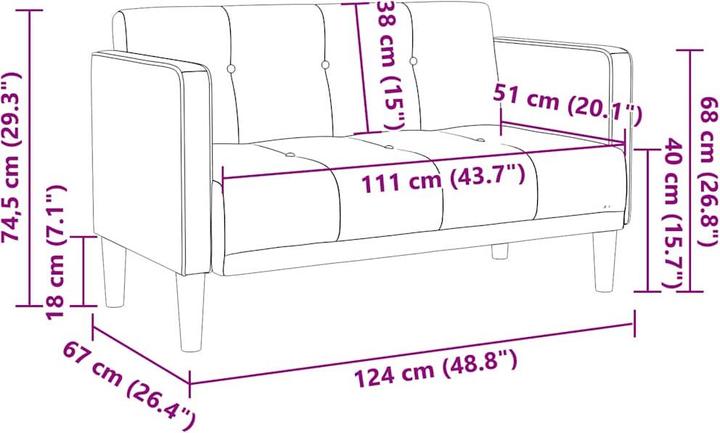 Produktbild vidaXL Zweisitzer-Sofa (2-Sitzer)