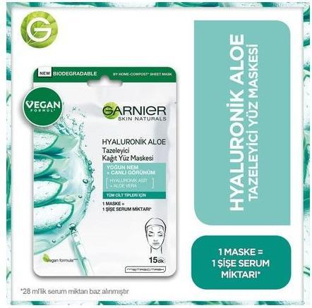 Immagine prodotto Garnier Hyaluronic Aloe Serum Tissue Mask - Maschera viso in tessuto con aloe vera 28,0g (L) (28 ml)