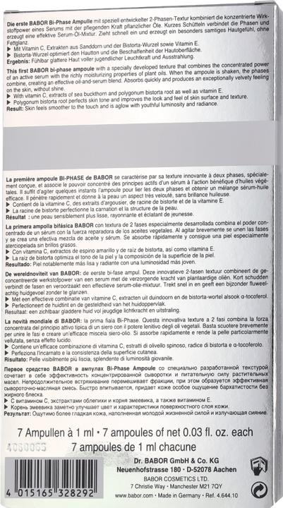 Nutritional values and ingredients Babor DOCTOR - Glow Booster Bi-Phase Ampoule (7 ml)