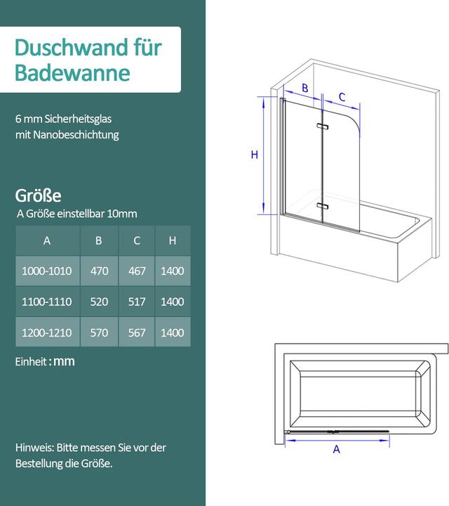 Produktbild Emke Duschwand (100 cm, 140 cm)