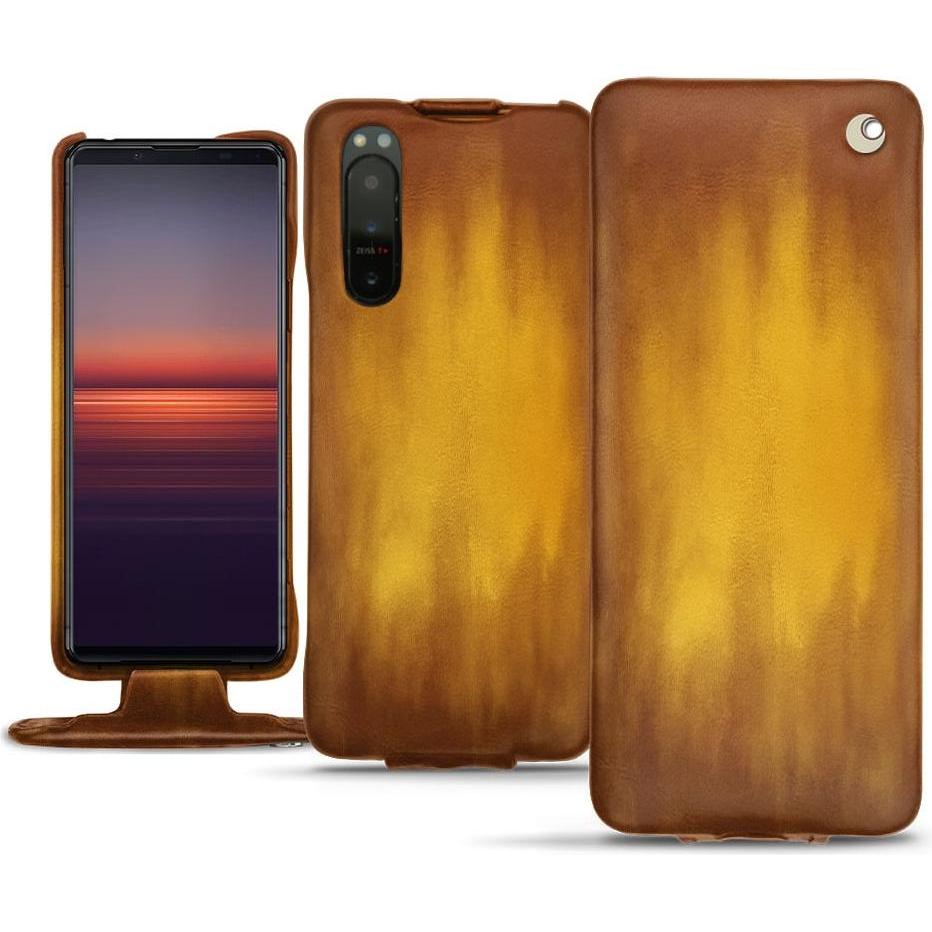 Noreve Lederschutzhülle vertikal (Sony Xperia 5 II), Smartphone Hülle, Gold