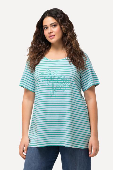 Produktbild Ulla Popken T-Shirt, Ringel, Palmenstickerei, Rundhals, Halbarm (46, 48)