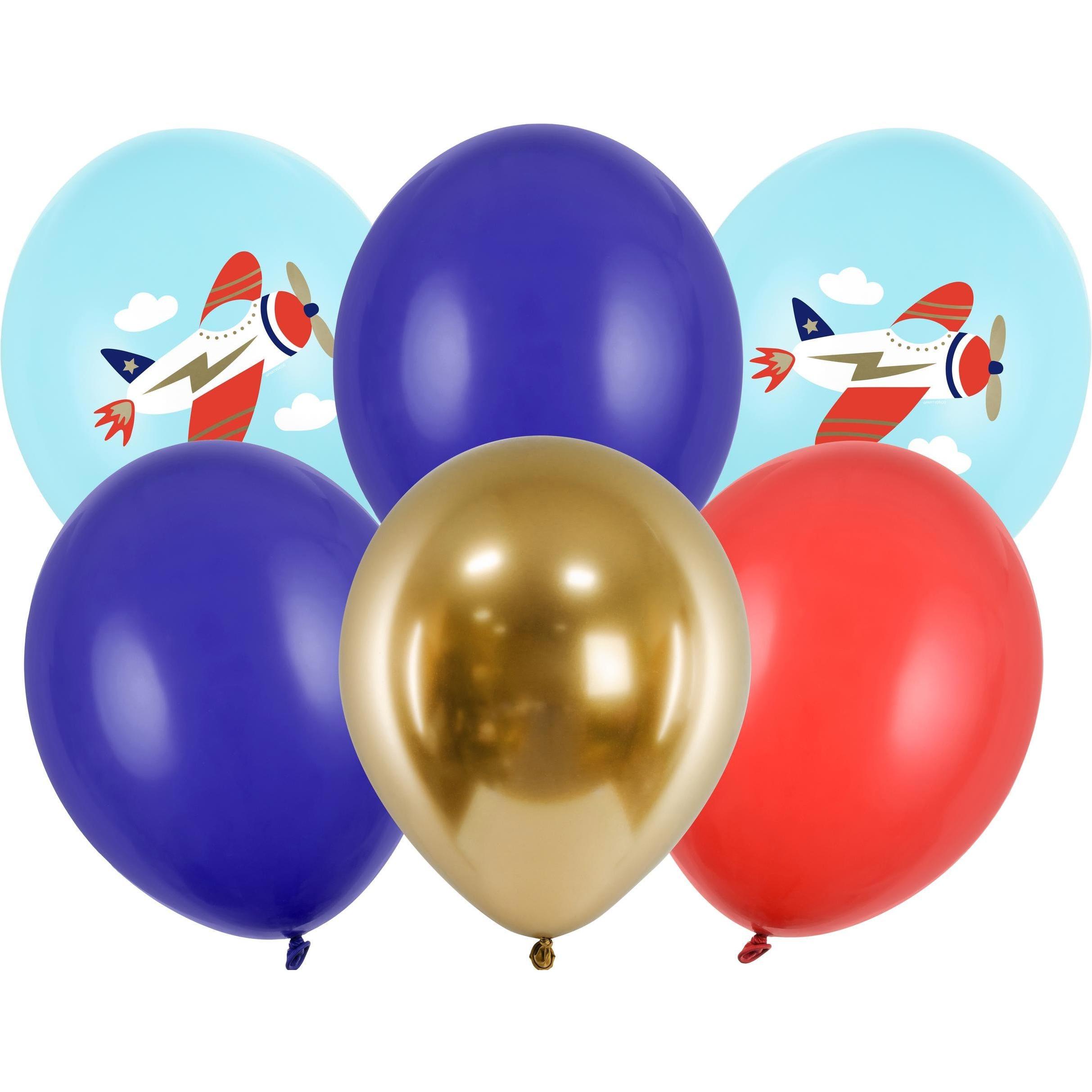 Partydeco Luftballon Flugzeug Mehrfarbig, Ø 30 cm, 6 Stück