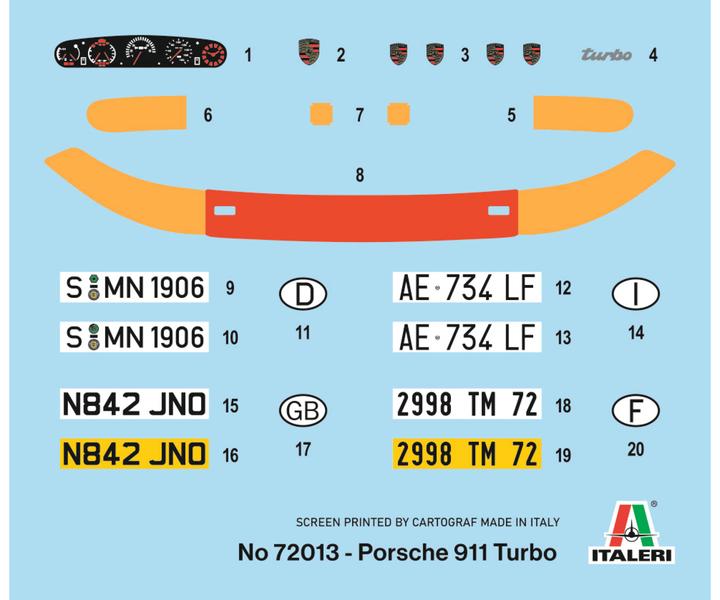 Actual product image Italeri 1:24 Porsche 911 Turbo Modell-Set