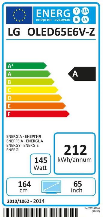 Energie-Label LG Oled65e6v (65", OLED, 4K)