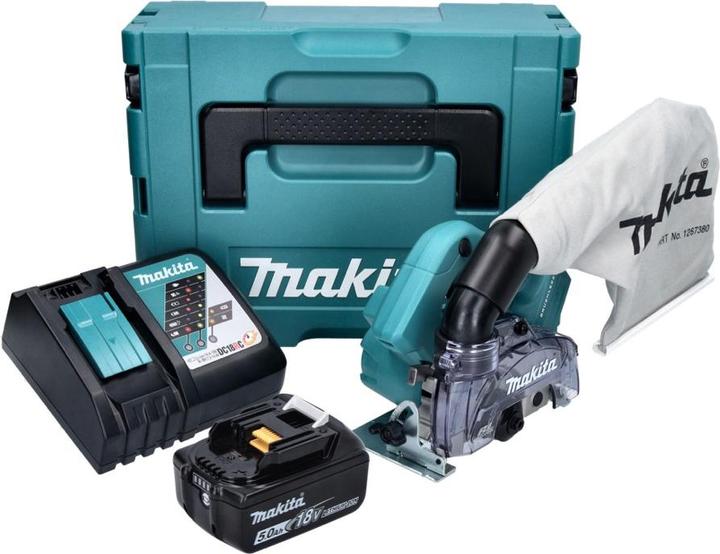 Image du produit Makita DCC 500 RT1J Scie diamantée sans fil 18 V 125 mm Brushless + 1x batterie 5,0 Ah + chargeur + Makpa (Machine à tronçonner)